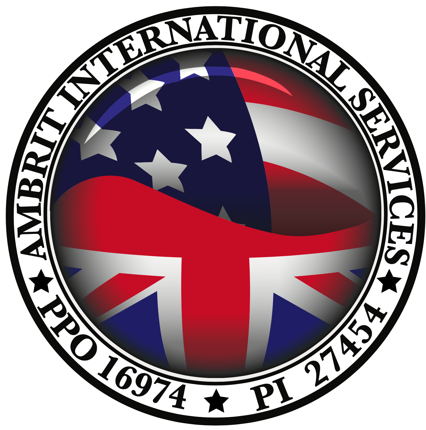 Logo Designed for a security company. Wanted to incorporate the British flag with the American flag.