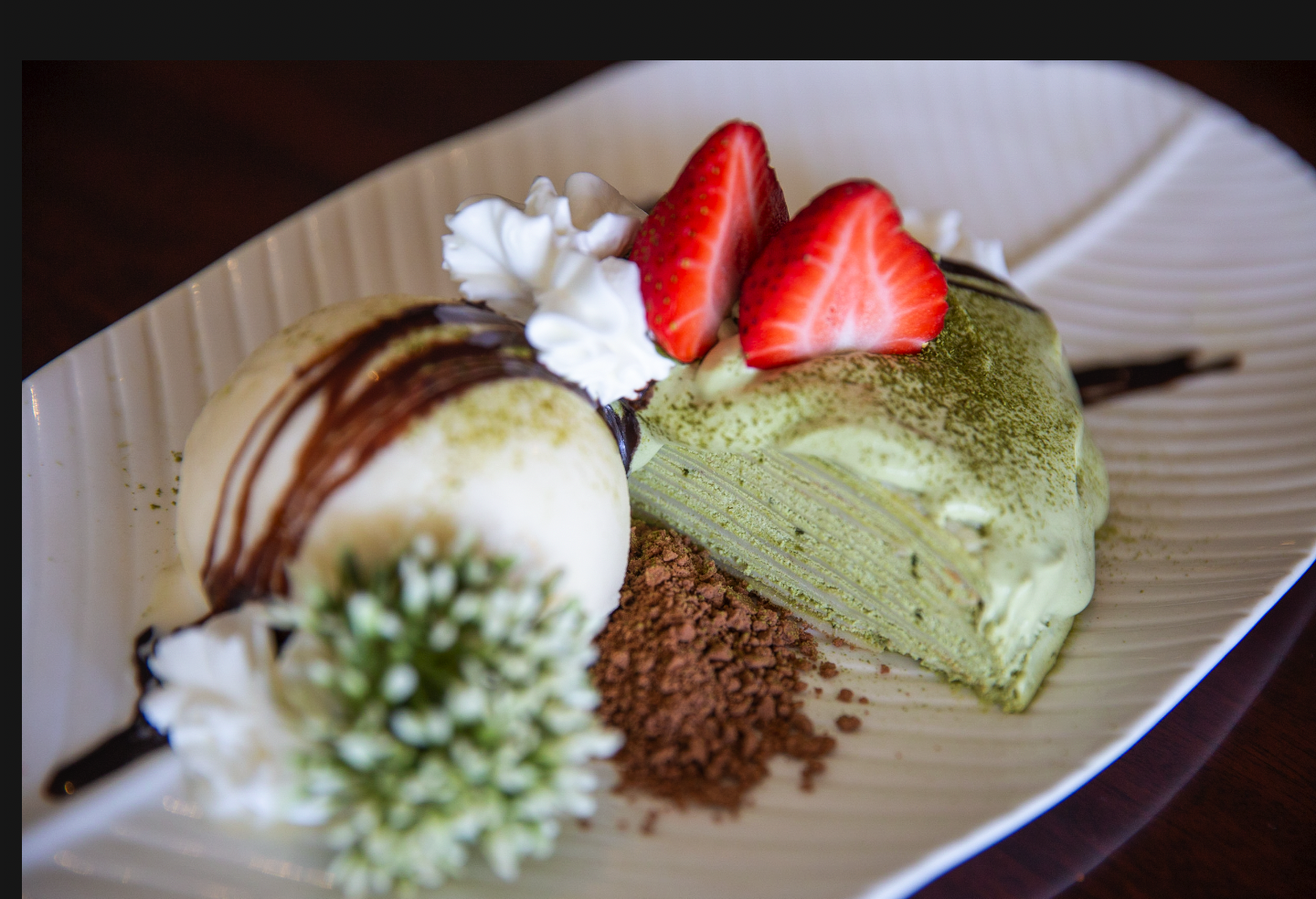 Green Tea Layered Cake Restaurant Photoshoot